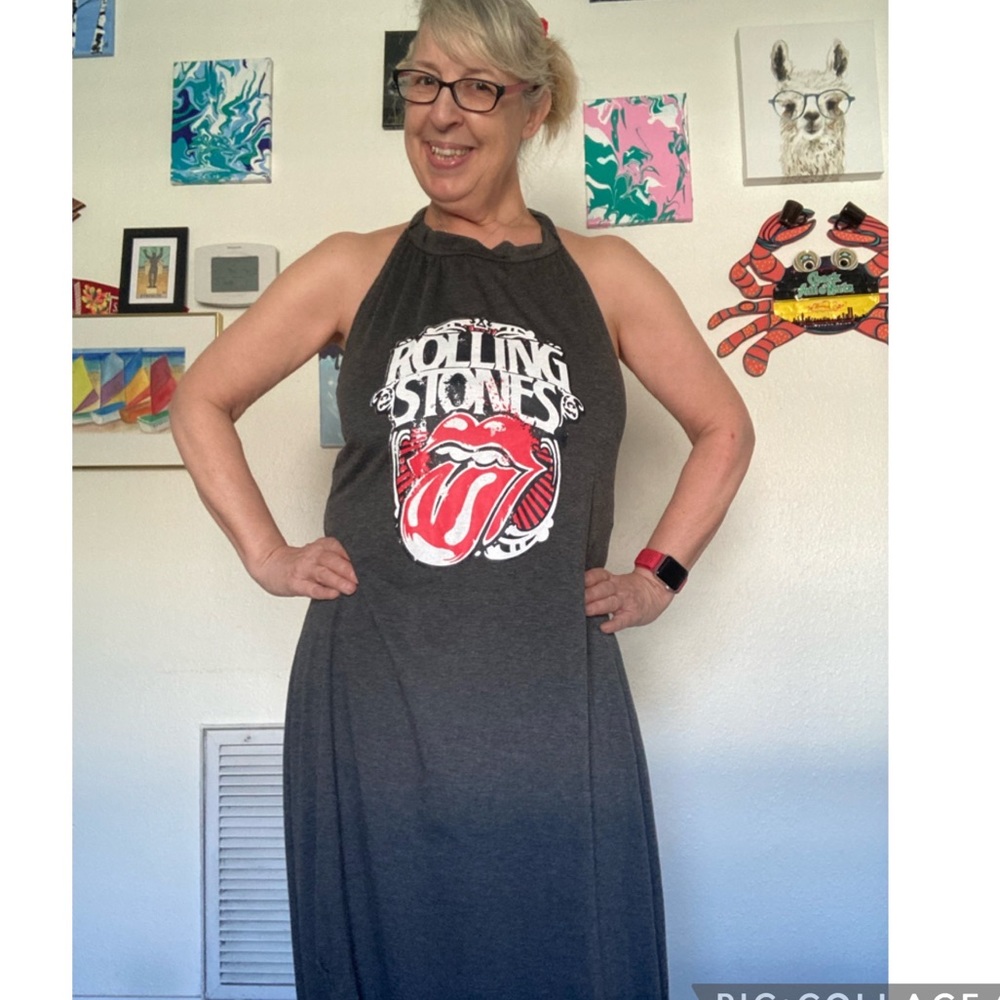 Rolling Stones halter top maxi dress t shirt material size XL